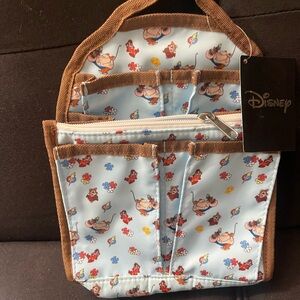 Disney Light Blue Chip 'n' Dale Floral Organizer with Brown Trim